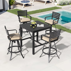Aluminum Outdoor Swivel Bar Stools with Sunbrella Cushions, Set of 2