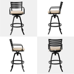 Aluminum Outdoor Swivel Bar Stools with Sunbrella Cushions, Set of 2