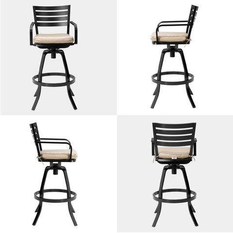 Aluminum Outdoor Swivel Bar Stools with Sunbrella Cushions, Set of 2