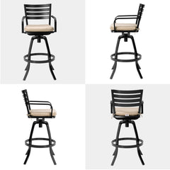 Aluminum Outdoor Swivel Bar Stools with Sunbrella Cushions, Set of 2
