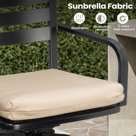 Pellebant Aluminum Swivel Outdoor Bar Stools Set of 2 with Sunbrella Cushions