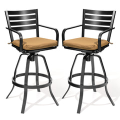 Aluminum Outdoor Swivel Bar Stools with Sunbrella Cushions, Set of 2