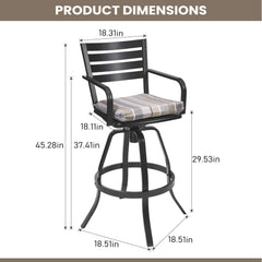 Aluminum Outdoor Swivel Bar Stools with Sunbrella Cushions, Set of 2