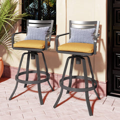 Aluminum Outdoor Swivel Bar Stools with Sunbrella Cushions, Set of 2