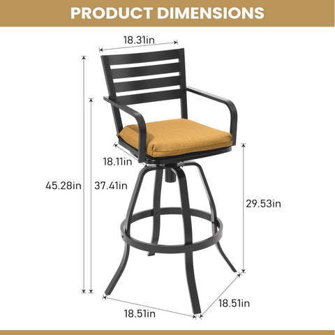Aluminum Outdoor Swivel Bar Stools with Sunbrella Cushions, Set of 2