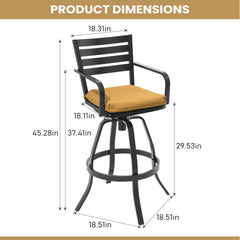 Aluminum Outdoor Swivel Bar Stools with Sunbrella Cushions, Set of 2