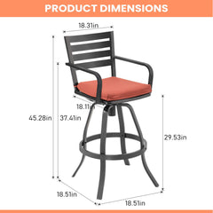 Aluminum Outdoor Swivel Bar Stools with Sunbrella Cushions, Set of 2