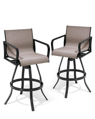 Aluminum Outdoor Swivel Bar Stools with Textilene Fabric, Set of 2