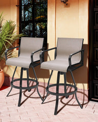 Aluminum Outdoor Swivel Bar Stools with Textilene Fabric, Set of 2
