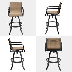 Aluminum Outdoor Swivel Bar Stools with Textilene Fabric, Set of 2