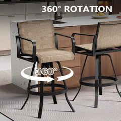 Aluminum Outdoor Swivel Bar Stools with Textilene Fabric, Set of 2