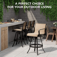 Aluminum Outdoor Swivel Bar Stools with Textilene Fabric, Set of 2