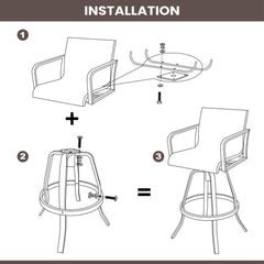 Aluminum Outdoor Swivel Bar Stools with Textilene Fabric, Set of 2
