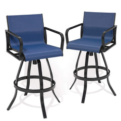 Aluminum Outdoor Swivel Bar Stools with Textilene Fabric, Set of 2