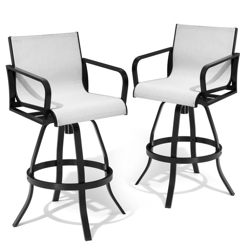 Pellebant Aluminum Outdoor Swivel Bar Stools Set of 2 with Textilene Fabric
