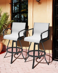 Aluminum Outdoor Swivel Bar Stools with Textilene Fabric, Set of 2