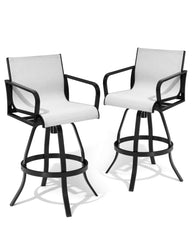 Aluminum Outdoor Swivel Bar Stools with Textilene Fabric, Set of 2