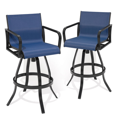 Pellebant Aluminum Outdoor Swivel Bar Stools Set of 2 with Textilene Fabric