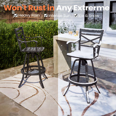 Aluminum Swivel Rocking Bar Stools with Sunbrella Cushions, Set of 2