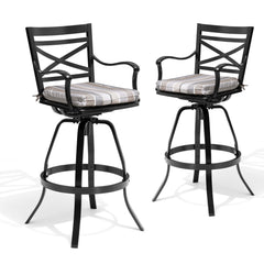 Aluminum Swivel Rocking Bar Stools with Sunbrella Cushions, Set of 2