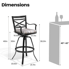 Aluminum Swivel Rocking Bar Stools with Sunbrella Cushions, Set of 2