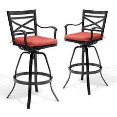 Aluminum Swivel Rocking Bar Stools with Sunbrella Cushions, Set of 2