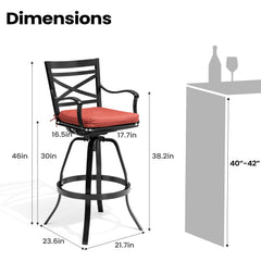 Aluminum Swivel Rocking Bar Stools with Sunbrella Cushions, Set of 2
