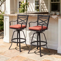 Aluminum Swivel Rocking Bar Stools with Sunbrella Cushions, Set of 2