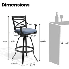Aluminum Swivel Rocking Bar Stools with Sunbrella Cushions, Set of 2