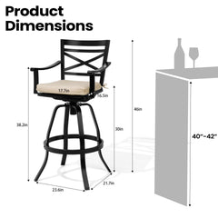 Aluminum Outdoor Swivel Bar Stools with Sunbrella Cushion, Set of 2
