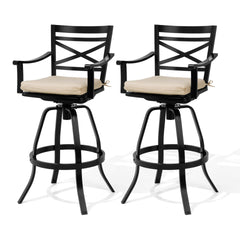 Aluminum Outdoor Swivel Bar Stools with Sunbrella Cushion, Set of 2