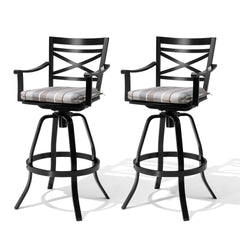 Aluminum Outdoor Swivel Bar Stools with Sunbrella Cushion, Set of 2