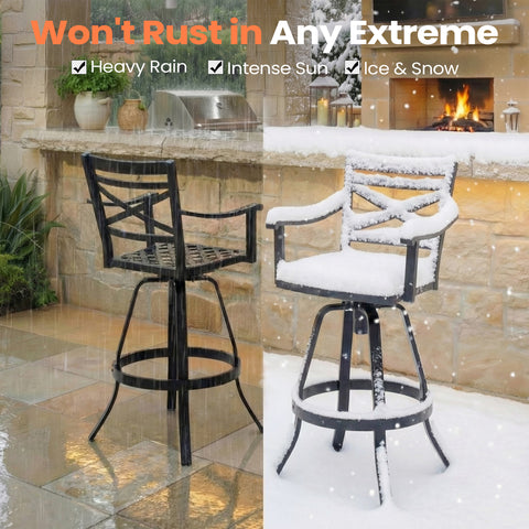 Pellebant Outdoor Aluminum Swivel Bar Stools with Sunbrella Cushion Set of 2