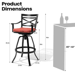Aluminum Outdoor Swivel Bar Stools with Sunbrella Cushion, Set of 2