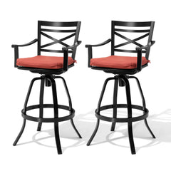 Aluminum Outdoor Swivel Bar Stools with Sunbrella Cushion, Set of 2