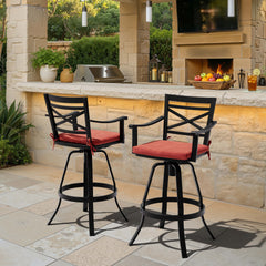 Aluminum Outdoor Swivel Bar Stools with Sunbrella Cushion, Set of 2