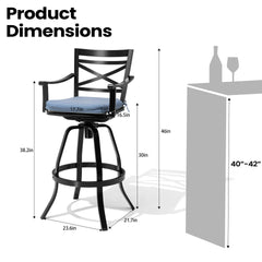 Aluminum Outdoor Swivel Bar Stools with Sunbrella Cushion, Set of 2