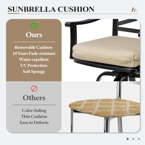 Pellebant Swivel Outdoor Bar Stools Set of 2 with Sunbrella Cushion and Cast Aluminum Frame