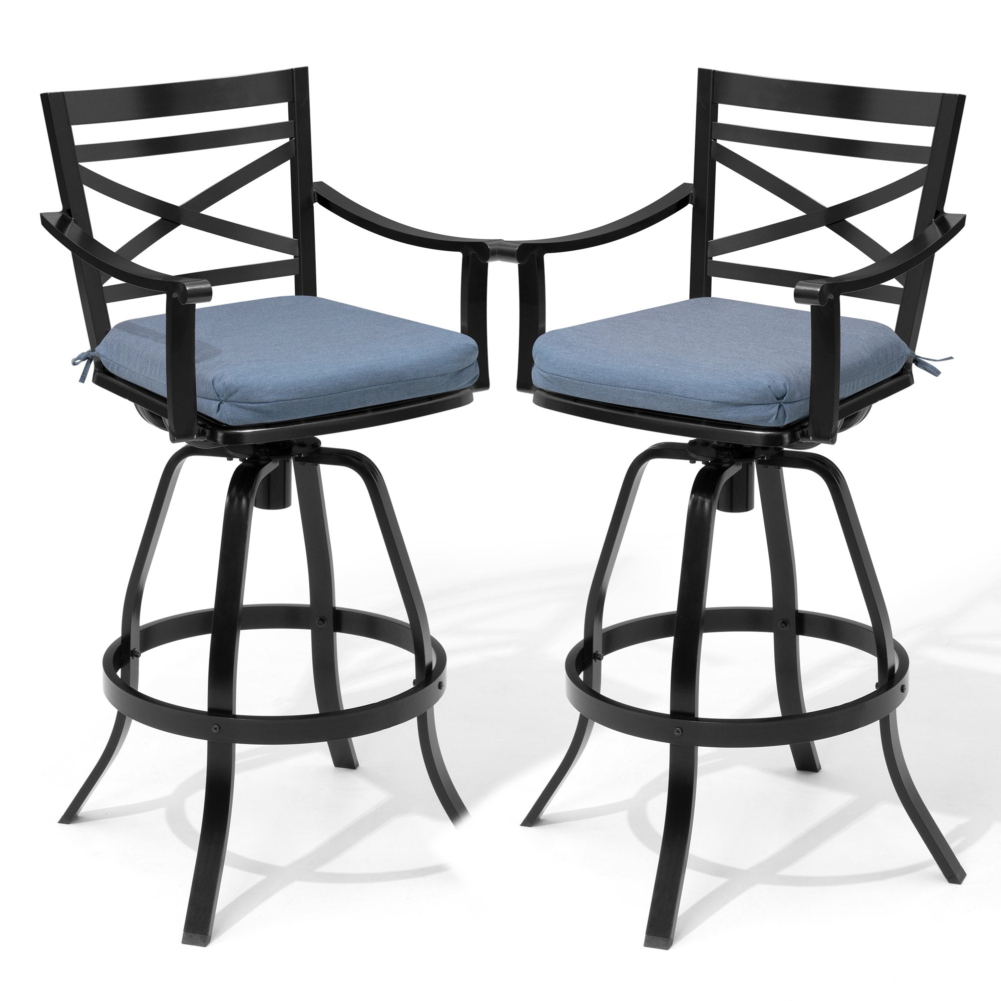 Pellebant Swivel Outdoor Bar Stools Set of 2 with Sunbrella Cushion and Cast Aluminum Frame