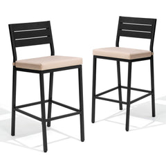 Outdoor Bar Stools with Cushions, Set of 2