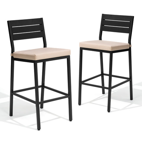 Pellebant 2-Piece Outdoor Bar Stools with Cushions, Backrest and Footrest