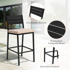 Outdoor Bar Stools with Cushions, Set of 2