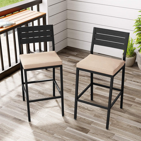 Outdoor Bar Stools with Cushions, Set of 2