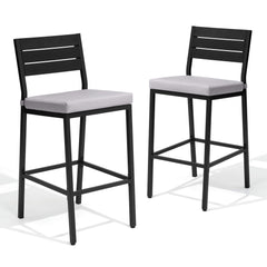 Outdoor Bar Stools with Cushions, Set of 2