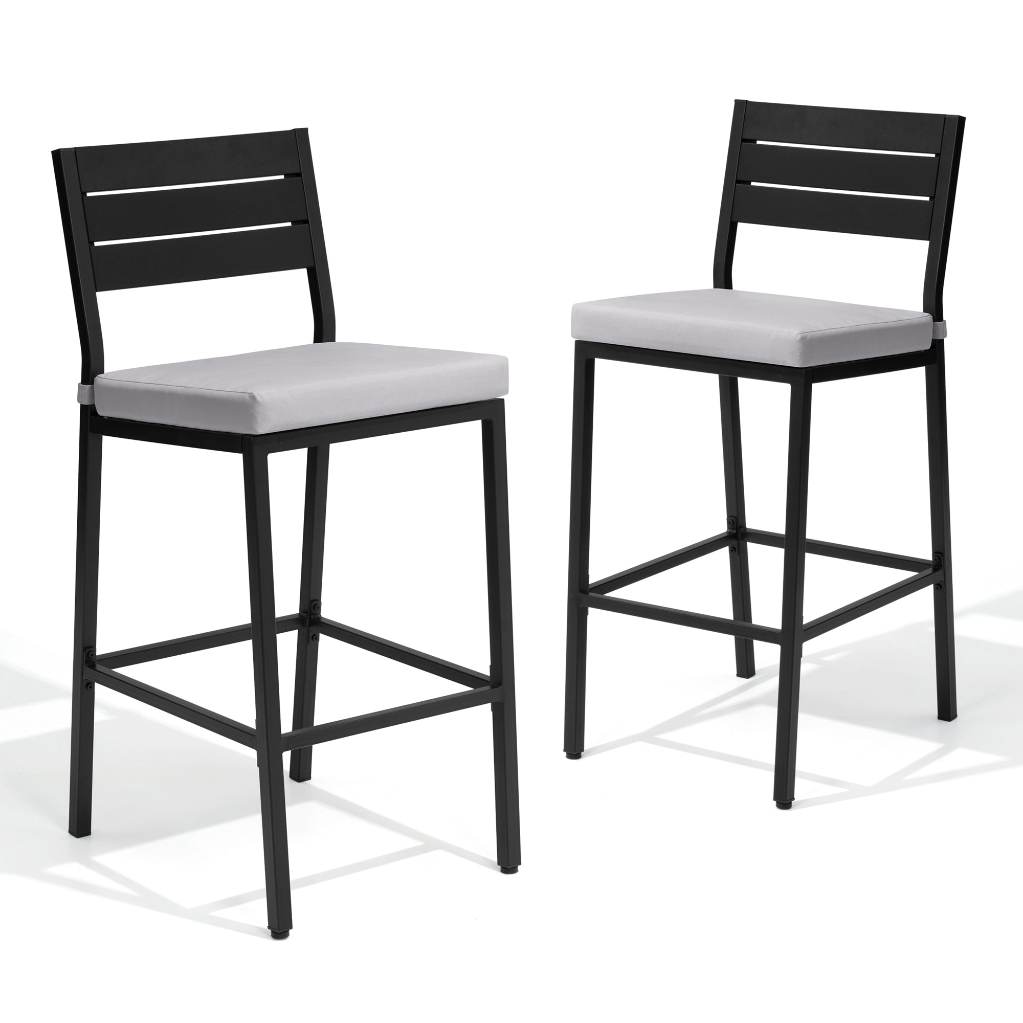 Pellebant 2-Piece Outdoor Bar Stools with Cushions, Backrest and Footrest