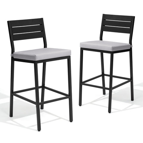 Pellebant 2-Piece Outdoor Bar Stools with Cushions, Backrest and Footrest