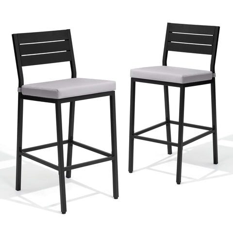 Outdoor Bar Stools with Cushions, Set of 2