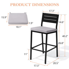 Outdoor Bar Stools with Cushions, Set of 2