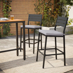 Outdoor Bar Stools with Cushions, Set of 2