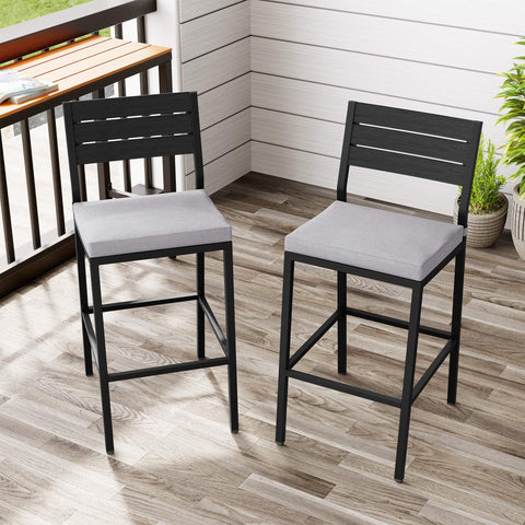 Outdoor Bar Stools with Cushions, Set of 2